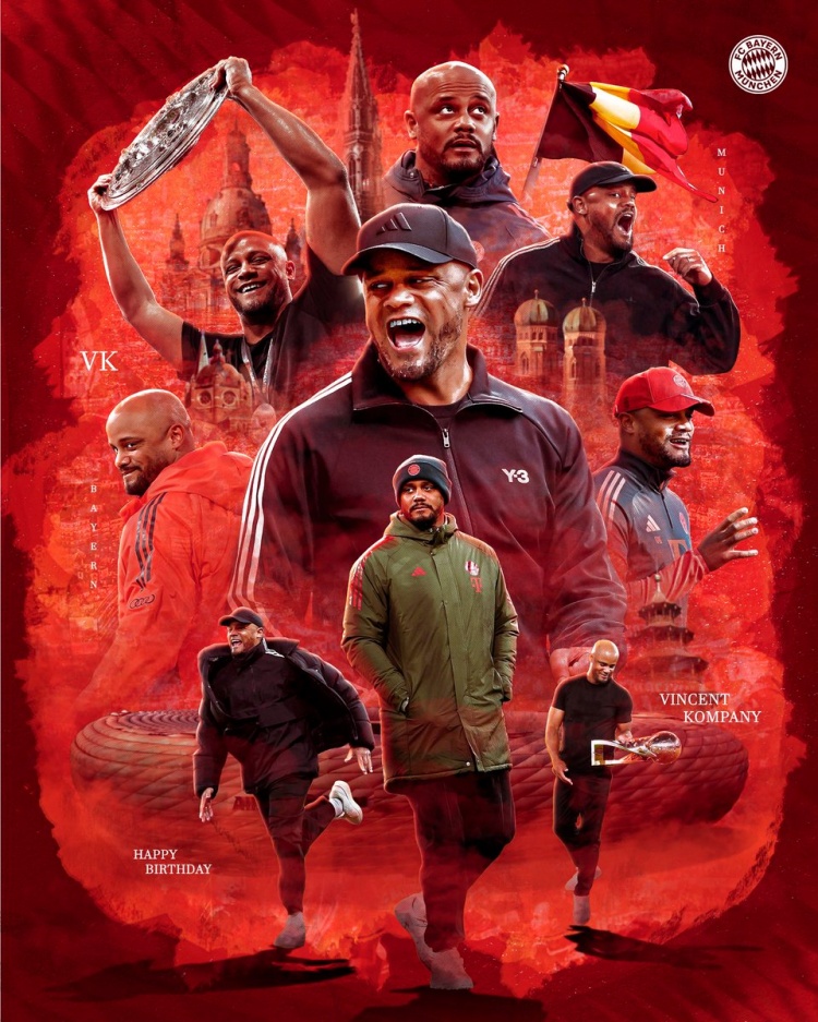 40岁生快！拜仁官推为主帅孔帕尼送上祝福