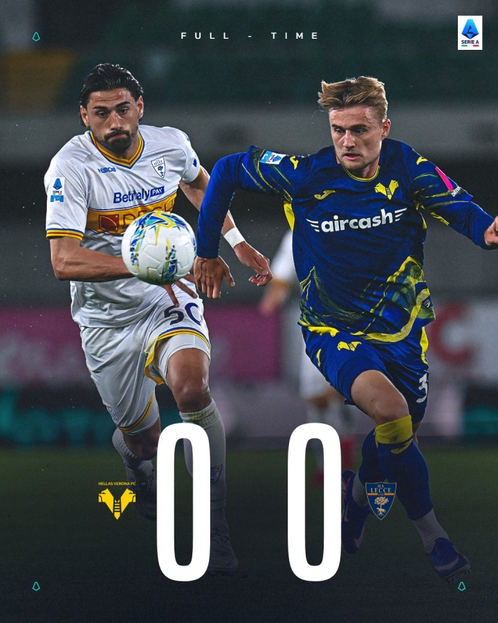 争取到一丝希望！维罗纳战平莱切，还剩4轮落后保级区10分