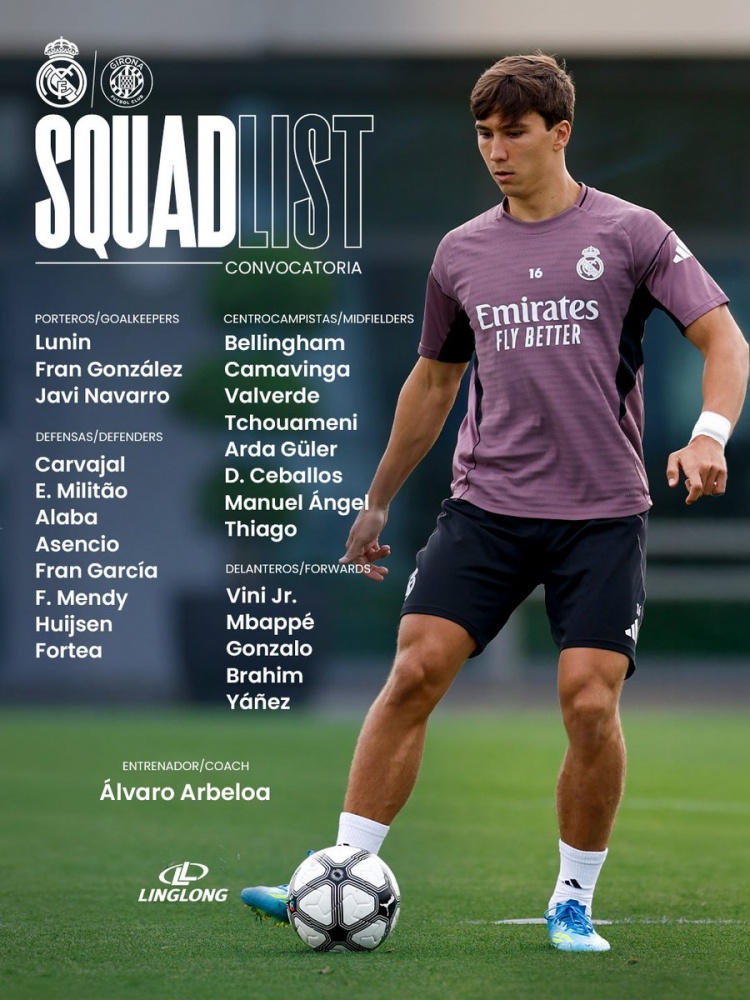 皇马对阵赫罗纳名单：门迪回归，阿诺德、卡雷拉斯、吕迪格缺席