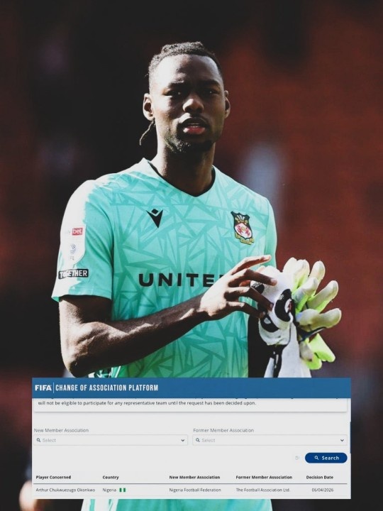 官方：前阿森纳青训门将奥孔科沃会籍变更，从英格兰转为尼日利亚
