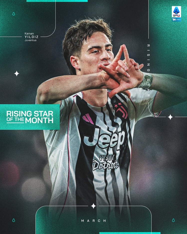 4场2球2助！伊尔迪兹当选意甲3月最佳年轻球员