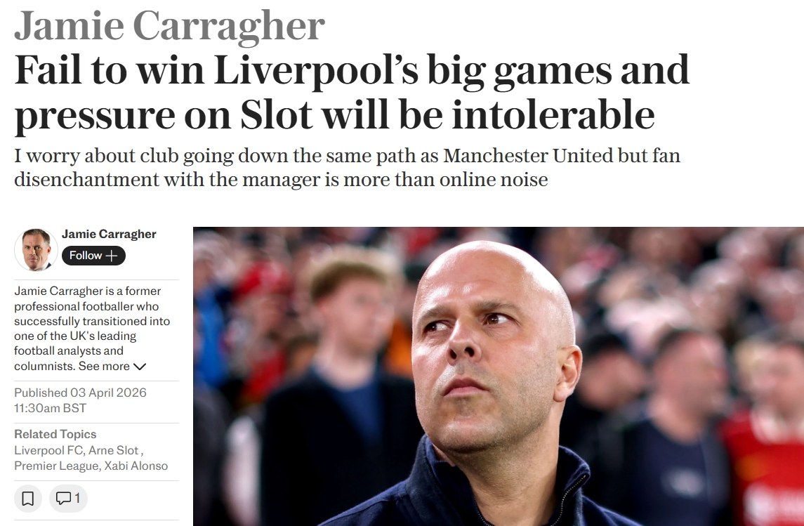 卡拉格：担心利物浦重走曼联老路，像找弗格森一样寻找下个克洛普