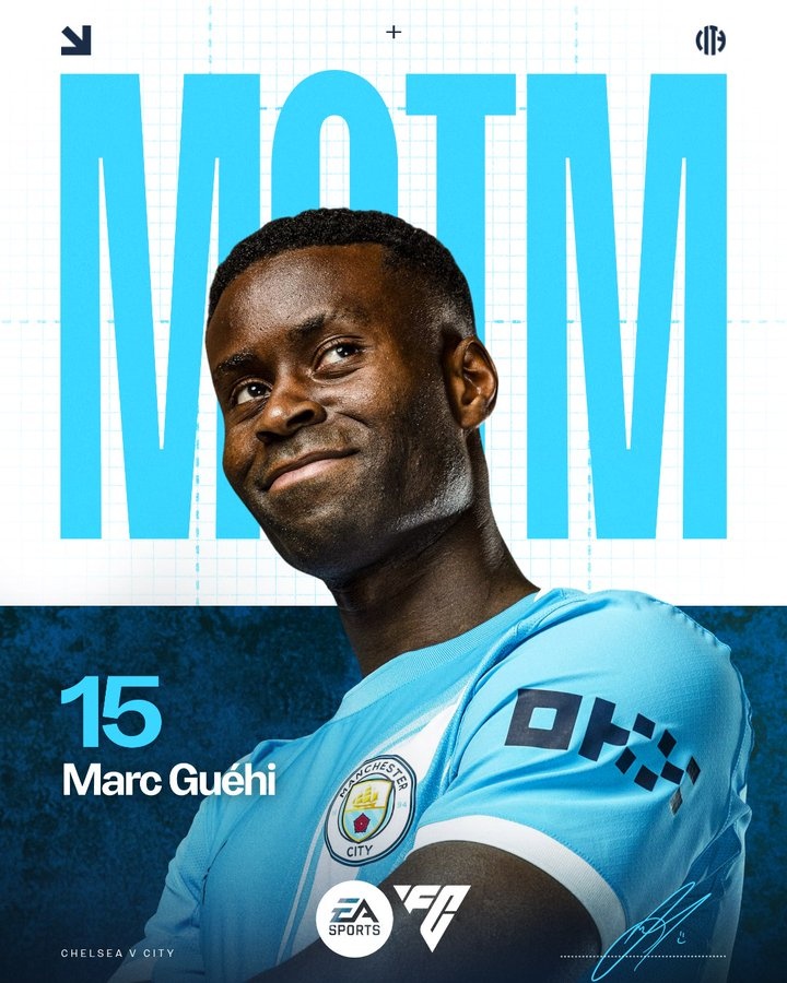 收获曼城生涯联赛首球，官方：格伊当选曼城3-0切尔西队内最佳