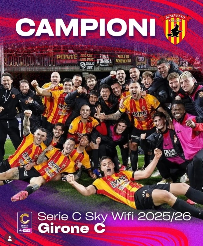 贝内文托1-0萨勒尼塔纳提前夺得小组冠军，时隔三年重返意乙