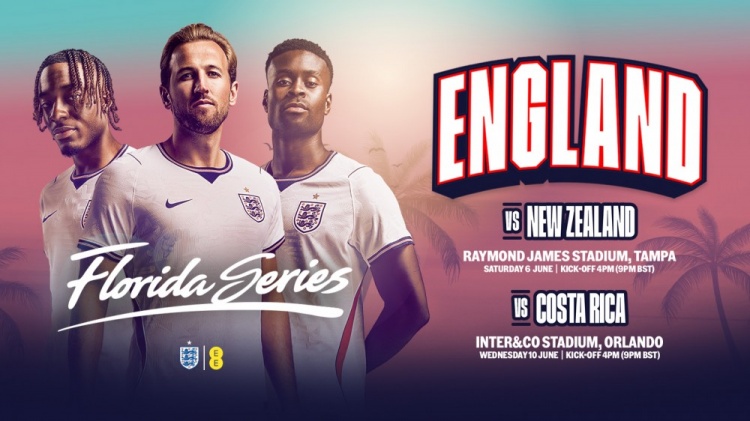 英格兰6月友谊赛场地：在坦帕对阵新西兰，在奥兰多vs哥斯达黎加