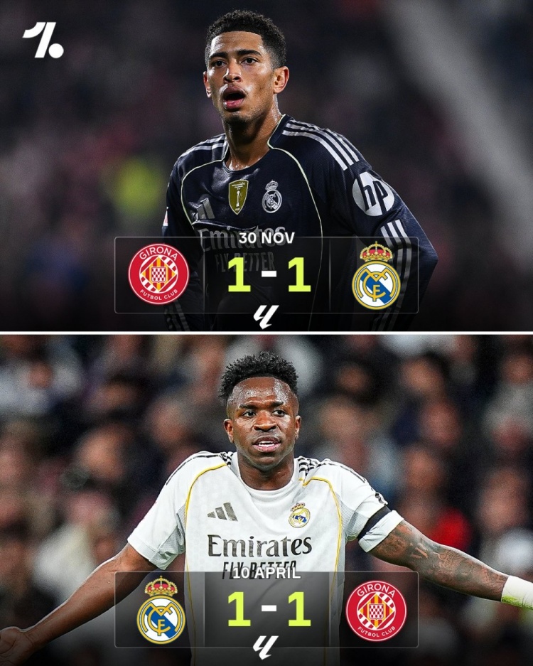 两回合丢4分！皇马本赛季两度1-1战平赫罗纳，后者位居西甲第12位