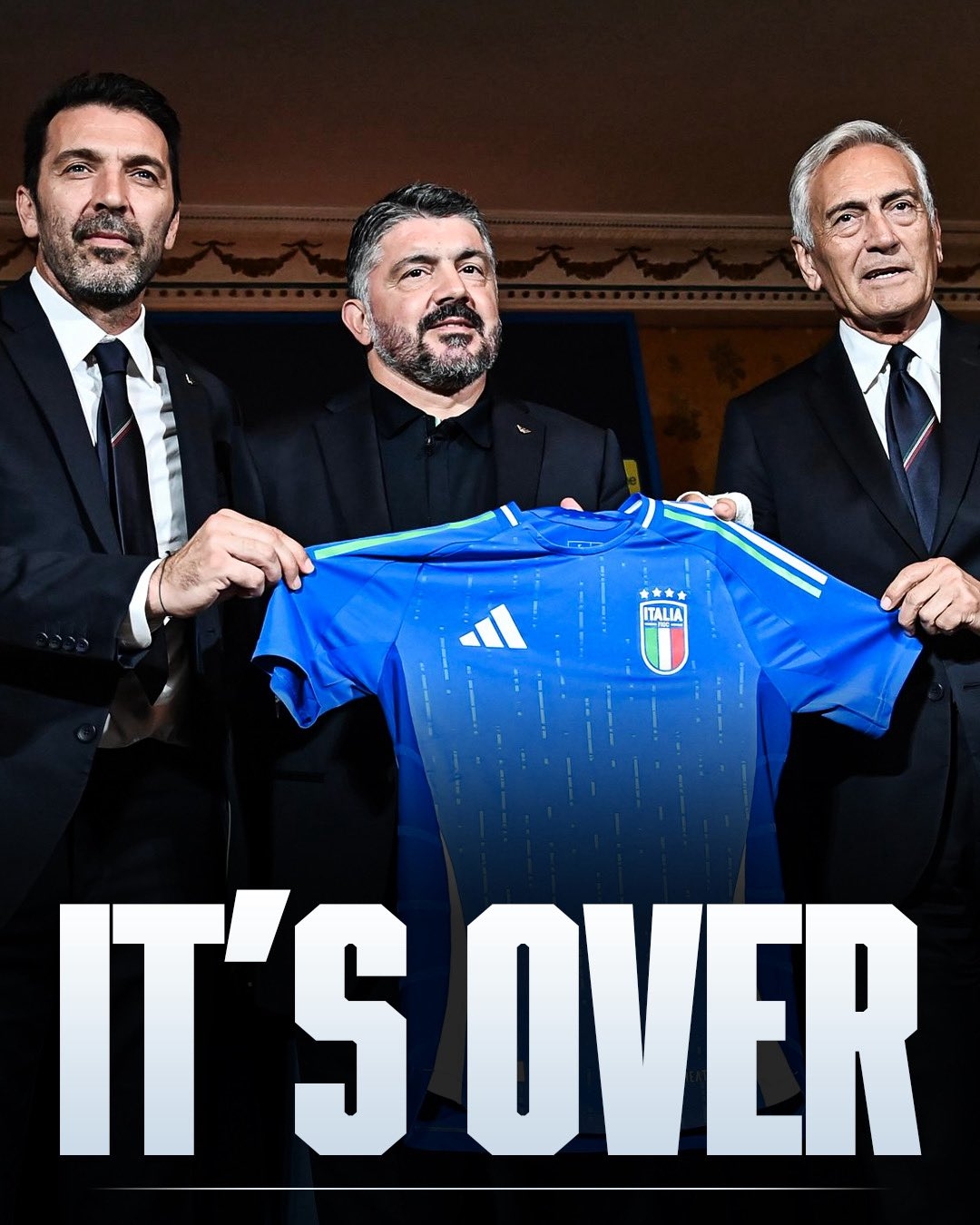 意大利足坛地震！足协主席、领队布冯、主帅加图索一天内相继离任