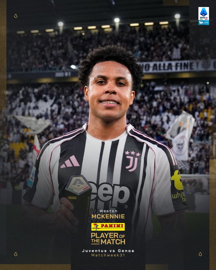 1进球1关键传球，麦肯尼当选尤文2-0热那亚一役全场最佳