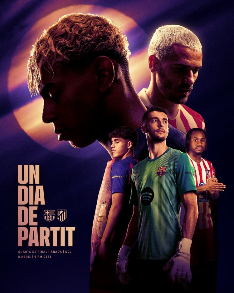 巴萨对阵马竞海报：亚马尔、霍安、库巴西、格列兹曼、卢克曼出镜